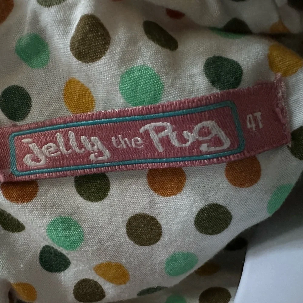 Jelly The Pug Green and Orange Floral Kids Dress (956)